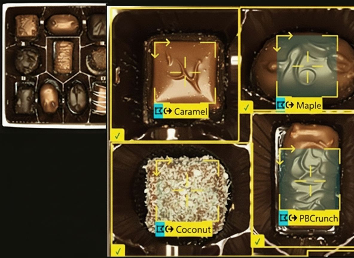 vollstaendigkeitspruefung_pralinen Controllo visivo di completezza in produzione